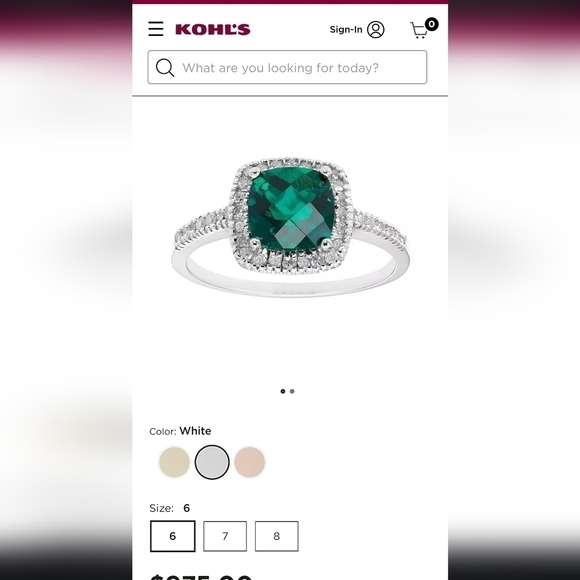 Lab Created Emerald 10K White Gold 1/5 Carat TW Diamond Frame Ring - Picture 3 of 5